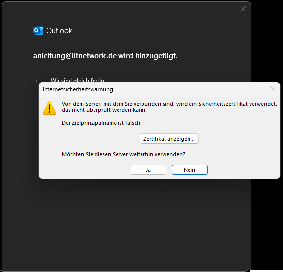 Thunderbird neues Postfach Screenshot