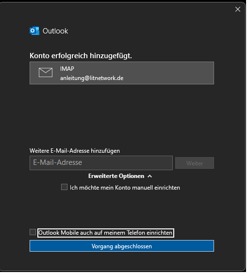 Thunderbird neues Postfach Screenshot